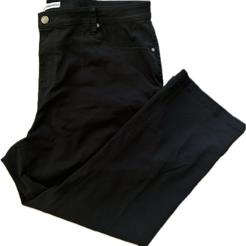 Catherines Sateen Stretch Straight Leg Pants Petite NEW Black